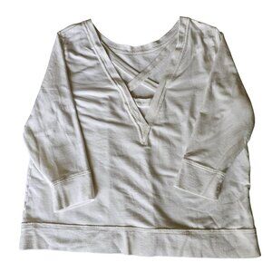 Zenergy by Chico's White V back Sweatshirt Top Stitching detail size 2 or 12